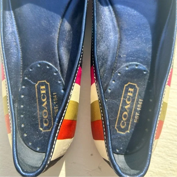 🛑SOLD🛑Vintage Coach Women's Striped Ballet Flats - Multicolor, 7.5 - Picture 3 of 10